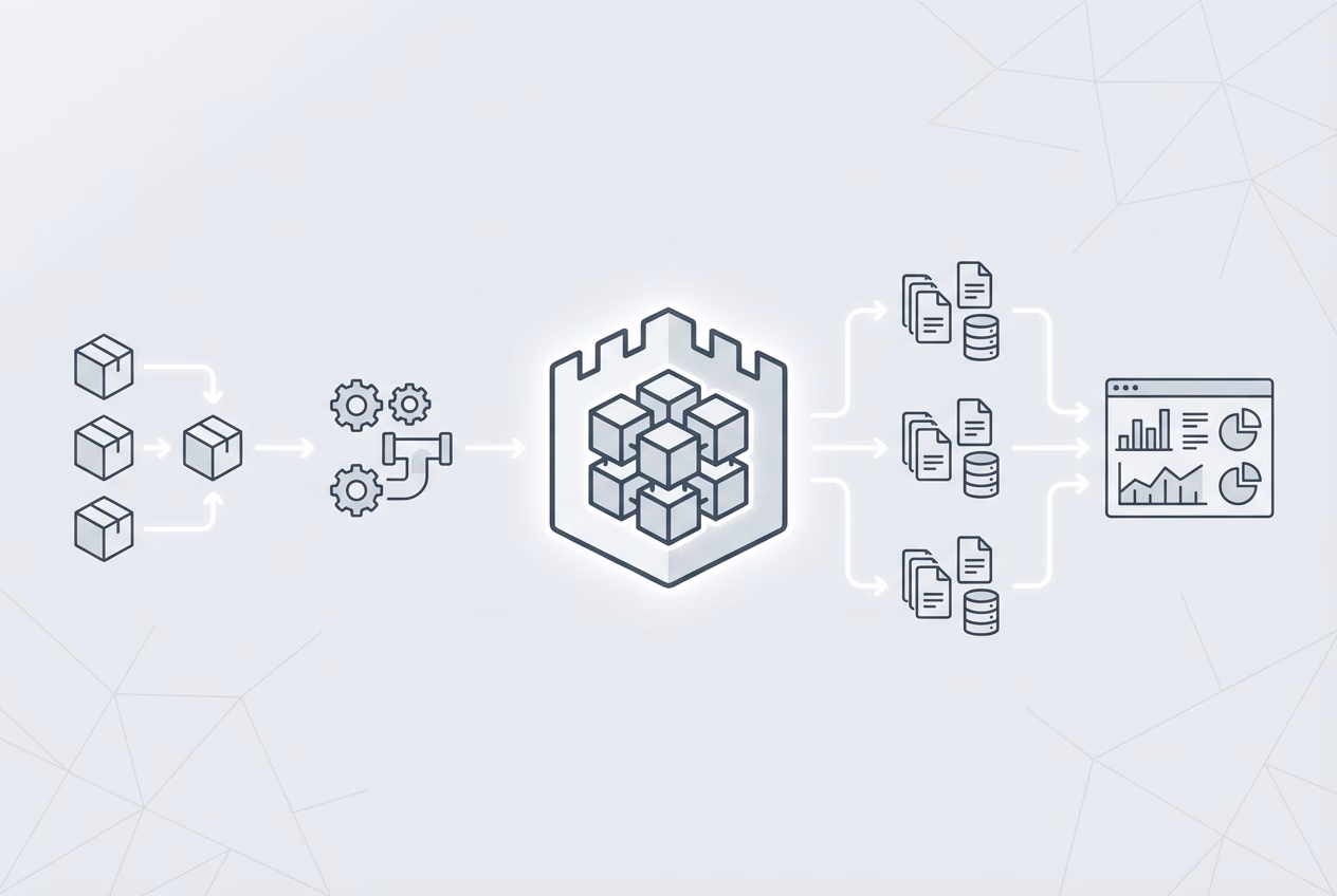 Single Source of Truth (SSOT) Playbook for B2B Teams 5 Diagram of SSOT architecture showing a single source of truth warehouse with staging and marts