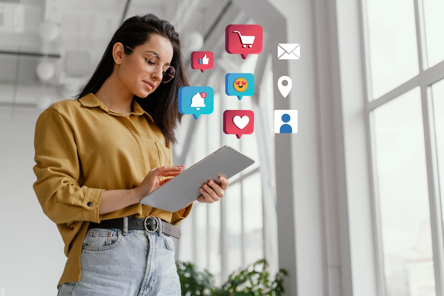 Omnichannel Marketing in 2025: Deliver Seamless Experience 2 Image shows a girls holding a tablet wit representing a seamless customer exprience