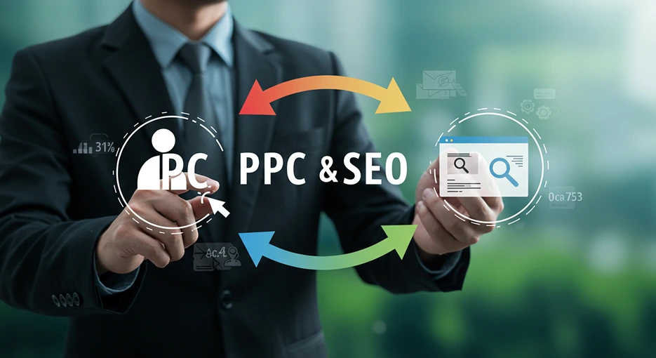 PPC and SEO: Which One Is Right for Your Business in 2025? 11 illustrate the blend of PPC and SEO